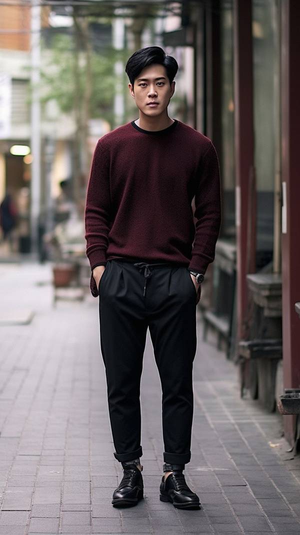 枣红色上衣配什么颜色裤子，枣红色上衣搭配经典色裤装万能配色法则