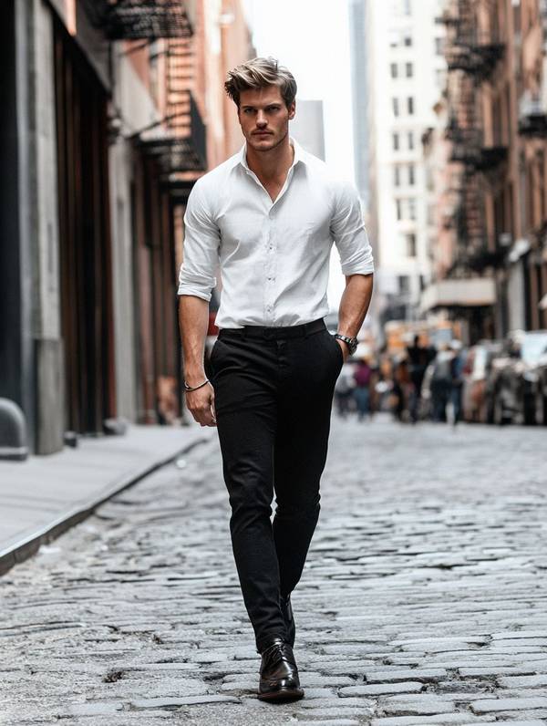 黑裤子配什么颜色的鞋，深色长裤搭配指南：五类鞋靴色彩提升穿搭格调