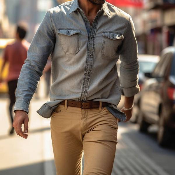 卡其色衬衫配什么颜色裤子，经典卡其色衬衫搭配指南：从休闲到商务的完整配色方案