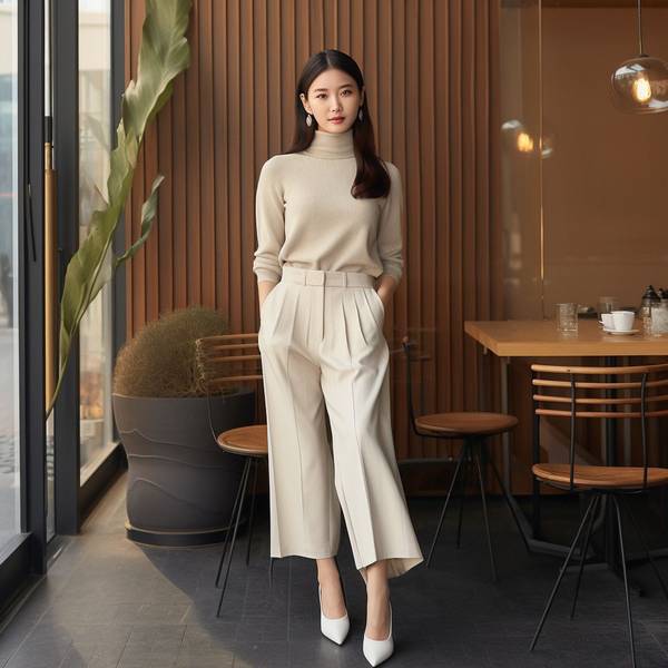 米白色裤子配什么颜色上衣，米白色裤子最全配色指南：解锁25种穿搭方案与搭配技巧