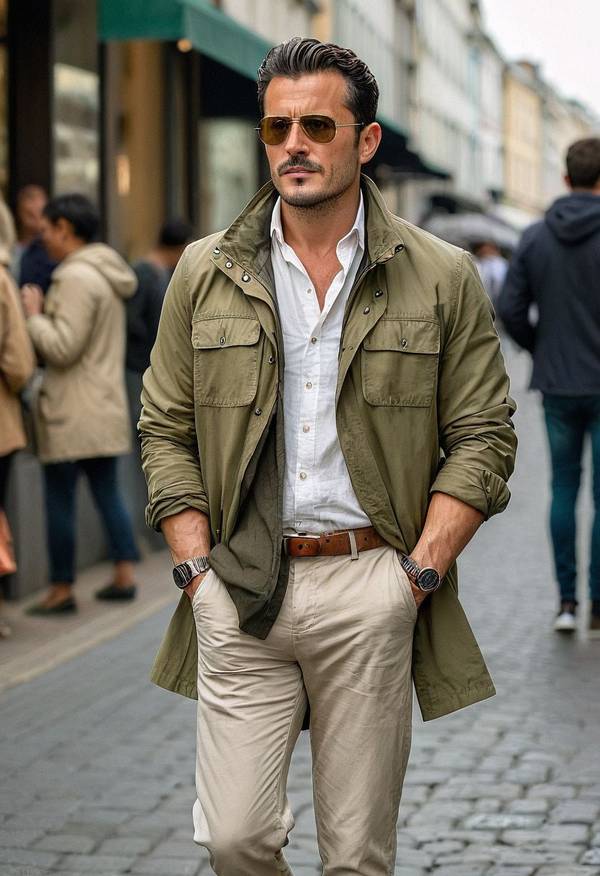 深卡其色裤子配什么颜色上衣，深卡其色裤子的万能配色指南与穿搭示范