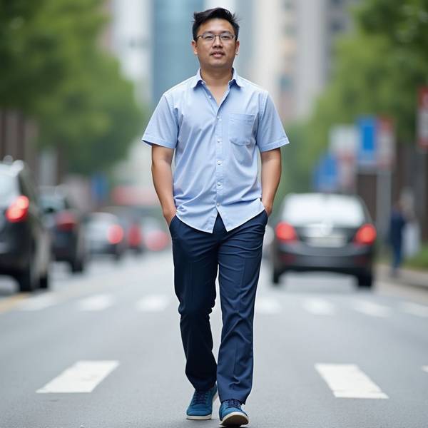 深蓝色短袖配什么颜色裤子，深蓝短袖最佳配色方案推荐五种裤装选择