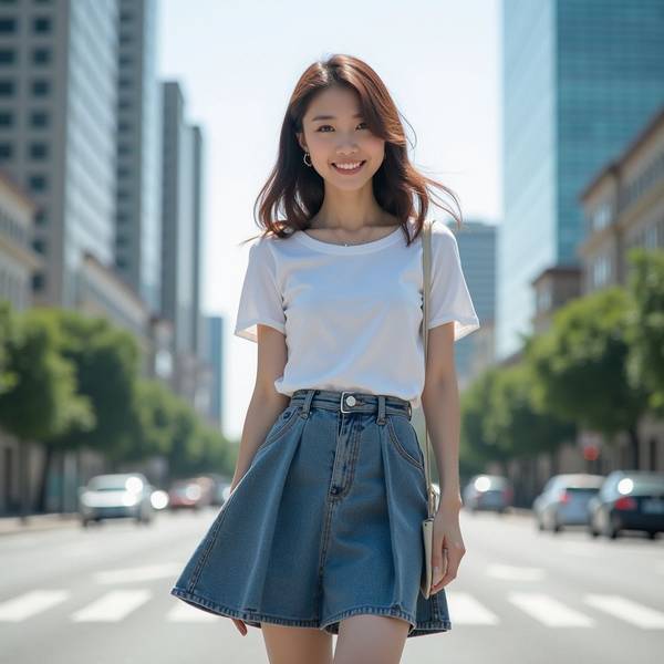 浅蓝色裙子配什么颜色上衣好看，浅蓝裙装配色指南：五种上衣色彩搭配法则