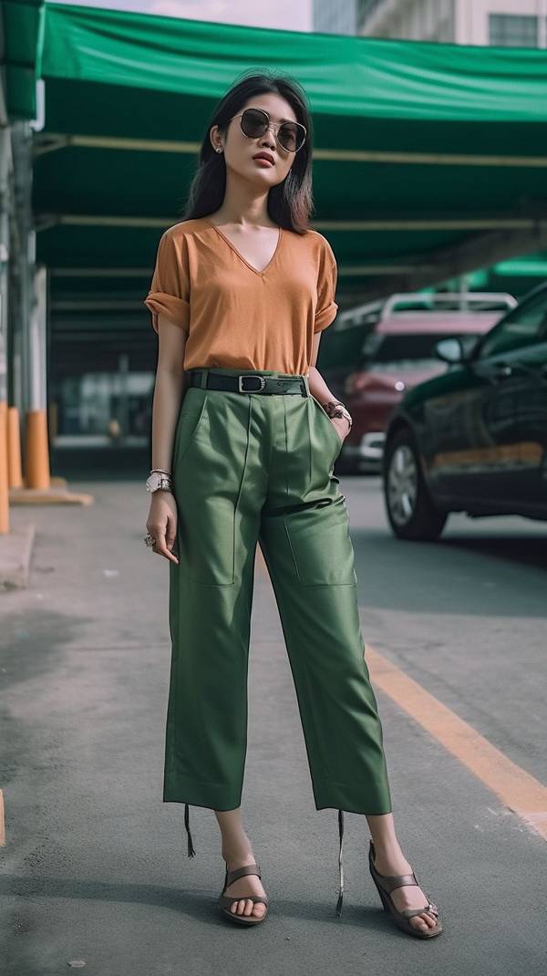 绿色衣服搭配什么颜色的裤子，绿色系穿搭秘籍这些颜色裤子最吸睛