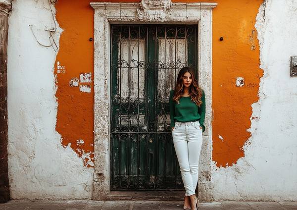 绿色裤子配什么颜色上衣好看，墨绿裤子的时尚配色指南：20种高级上衣搭配方案