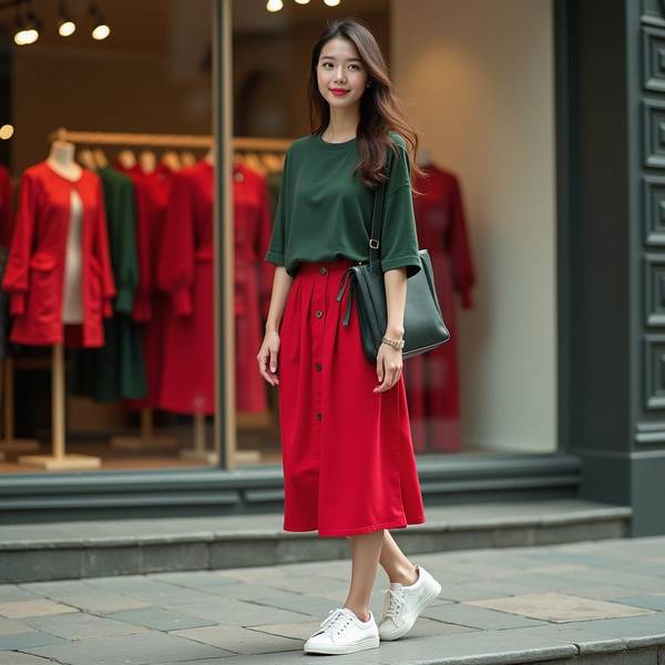 绿色上衣配什么颜色裙子，绿色上衣搭配裙子的万能配色方案指南