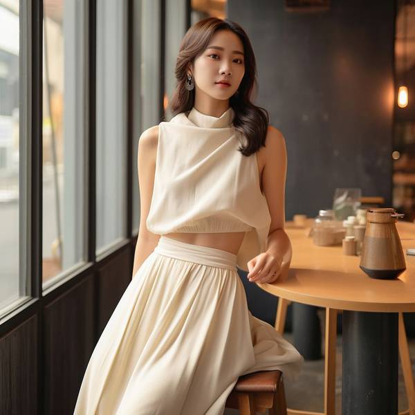 杏色裙子配什么颜色上衣好看，杏色裙子配这6种颜色上衣最优雅时髦