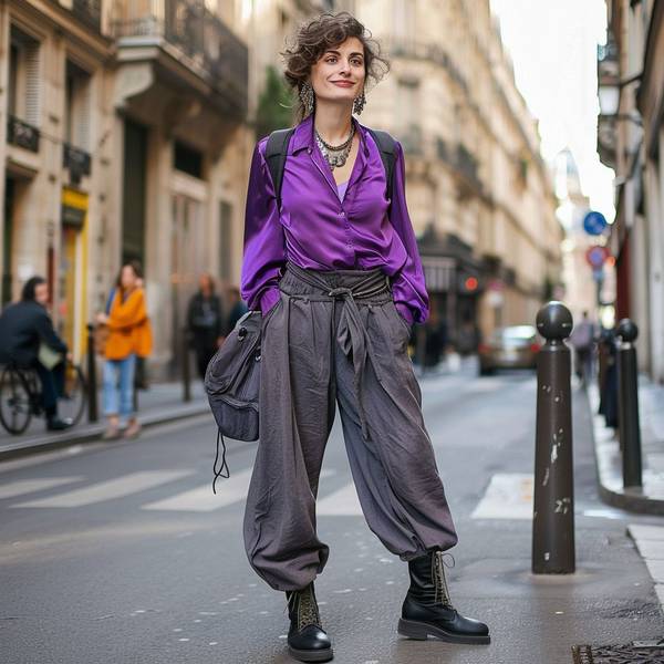 深紫色裤子配什么颜色上衣好看，深紫长裤搭配指南：选对颜色穿出优雅气质
