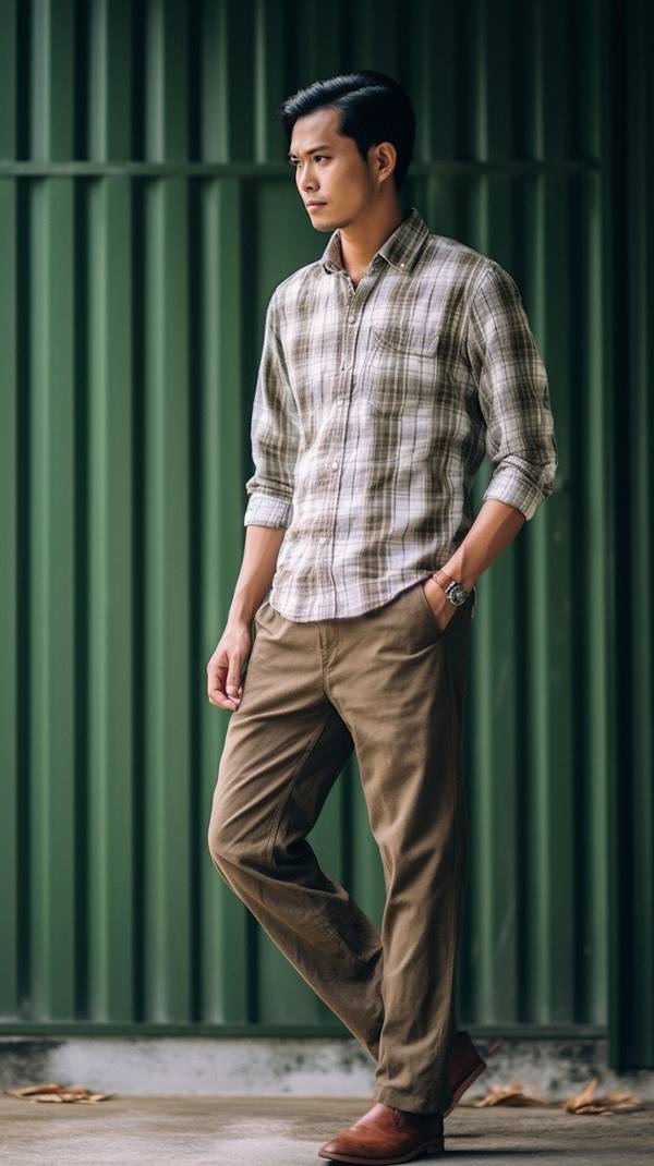 卡其色裤子配什么颜色衬衫，25种卡其裤与衬衫的色彩搭配美学指南