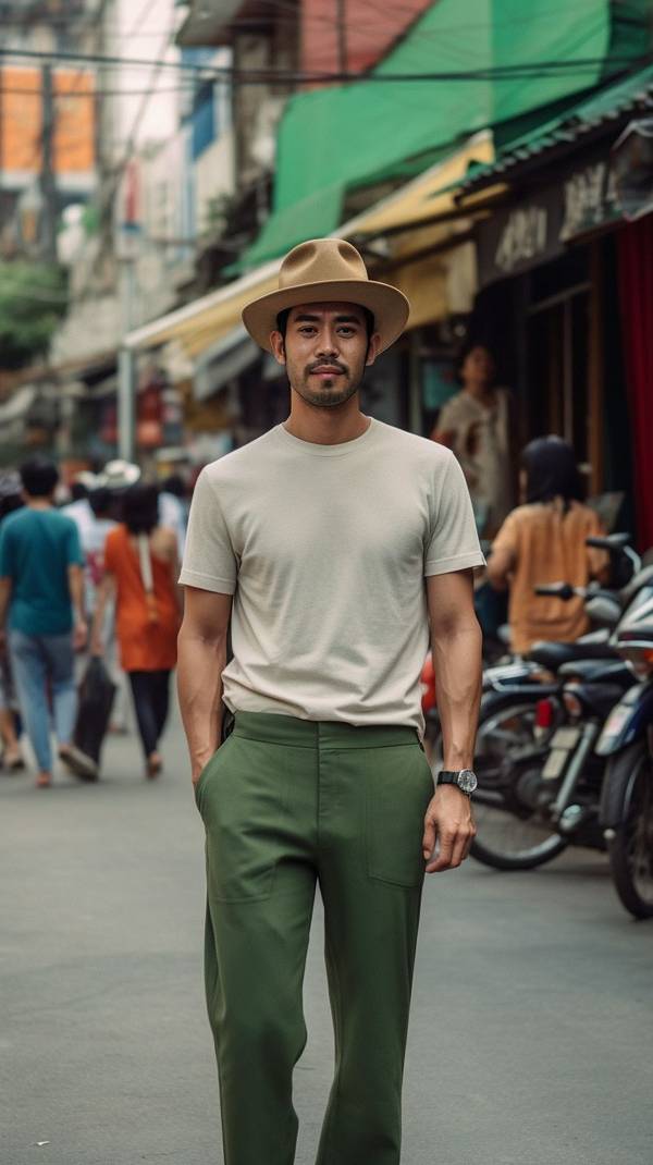 绿色裤子配什么上衣，绿裤子穿搭指南：配这四款上衣时髦不踩雷