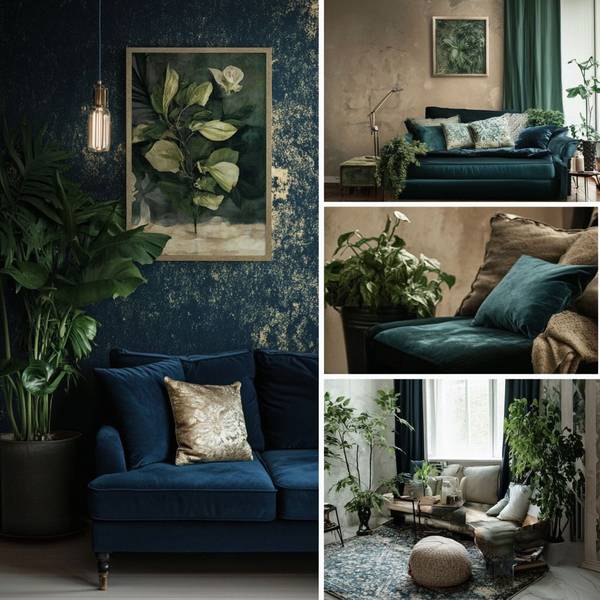 墨绿色配什么颜色好看,墨绿双生色:藏蓝与暖金的高级感配色美学